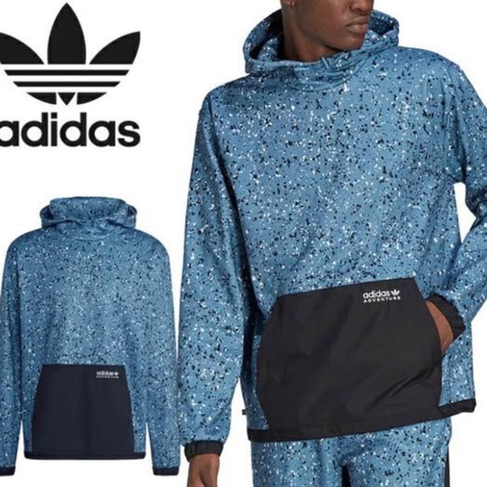 Adidas Adventure AOP Performance Hoodie Pullover, Medium. Paint Splatter design
